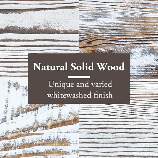 MyGift Shabby Whitewashed Wood Computer Monitor and Laptop Riser Stand for Desk, 2 Tier Office Desktop Storage Shelf