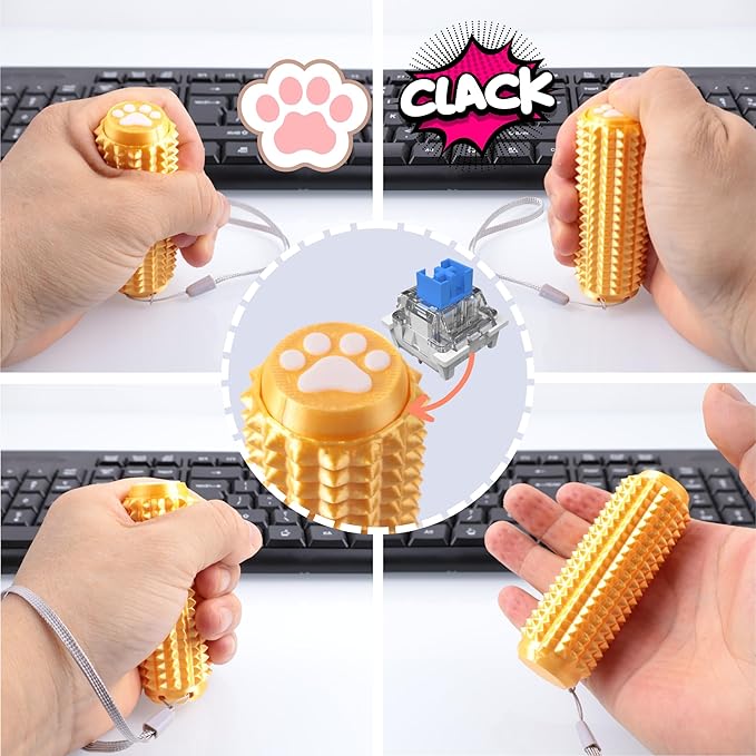 2PCS Little Ouchies Fidget with Cat Dog Paw Button, Sensory Pain Stim Fidget Toys for Adults & Teens, Anxiety and Stress Relief Items, Spiky Grippy Stim Tool, Portable ADHD Autism Fidget Clicker