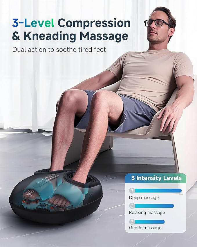 CILI Shiatsu Foot Massager with Heat and Compression, Kneading, Rolling,Electric Feet Massager for Plantar Fasciitis, Neuropathy, Feet Heater, Foot Warmer for Women, Men Gfits, Size Up to 14"