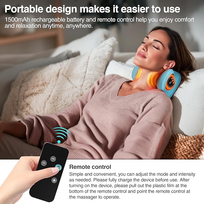 Neck Massager 2025, Occipital Release Tool for Neck with Heat, 3 Modes, Portable Massage Neck Pillow for Pain Relief and Muscle Relax, 26° Angle Cervical Traction Device
