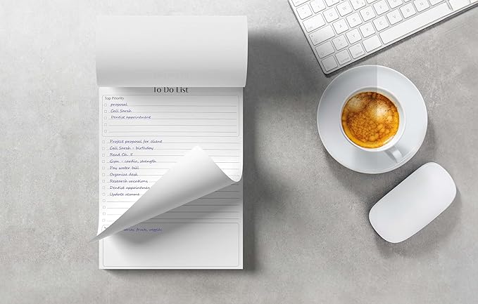 Better Office Products To Do List Notepad, 8.5" x 11", Planning Note Pad, 50 Sheets, Daily Agenda Productivity Checklist Organizer, (4 Pack)