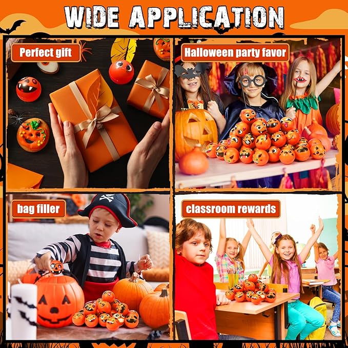 Libima 24pcs Halloween Face Stress Balls Bulk 2 Inch Foam Face Squeeze Balls Mini Orange Funny Stress Relief Ball for Kids Adults Coworkers Relief Squeeze Finger Exercise School