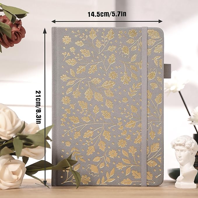 TIEFOSSI Bullet Dot Journal, Vintage Journal Notebook for Women Men, 160 GSM 192 Premium Pages, A5 Hardcover Journaling Notebooks Gift, for Travel Office Daily Writing