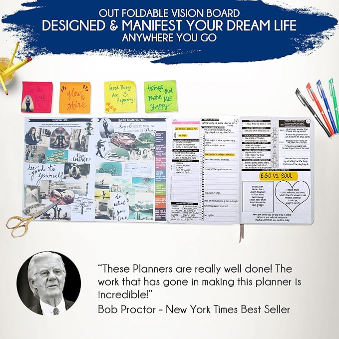 Manifestation Journal - 5 Minute Manifesting & Self Care Journal | 90-Day Undated Daily Planner for Positivity, Affirmations & Gratitude | Guided Mindfulness, Reflection | Vision Board + Stickers