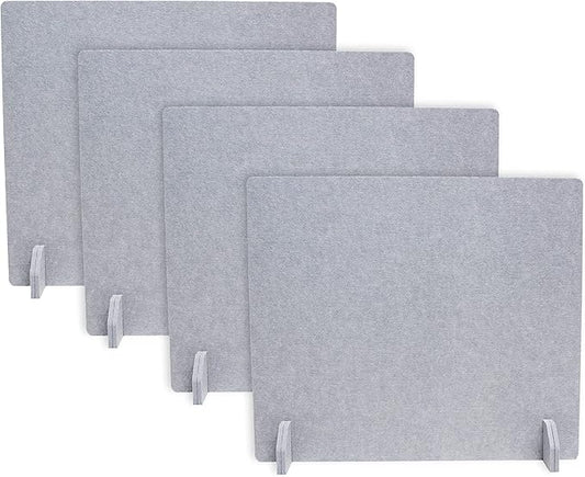 Acoustic Freestanding Desk Divider - Noise Reducing Desk Privacy Panel - Library & Office Furniture Partition - Workstations Shield Barrier - Instant Wall Desk 20" H x 24" W (4 Pack, Stone)