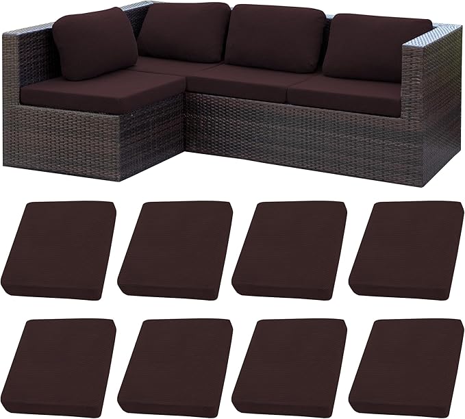 8Pcs Stretch Patio Cushion Covers,Outdoor Couch Covers Replacement,Outdoor Couch & Sofa Slipcovers,for Patio Furniture Cushion Covers,Washable Reusable Furniture Protector (Coffee,Cover Only)