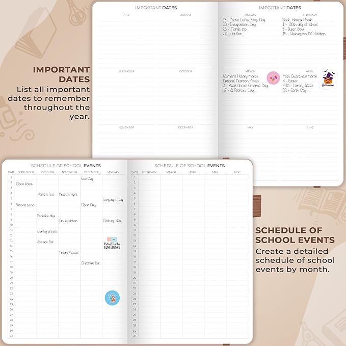 Clever Fox Teacher Planner – School Year Planner with Calendars & Lesson Plans – Teacher Plan Book for Classroom & Homeschool Organization - Undated, 7x10″, Hardcover (Rose Gold)