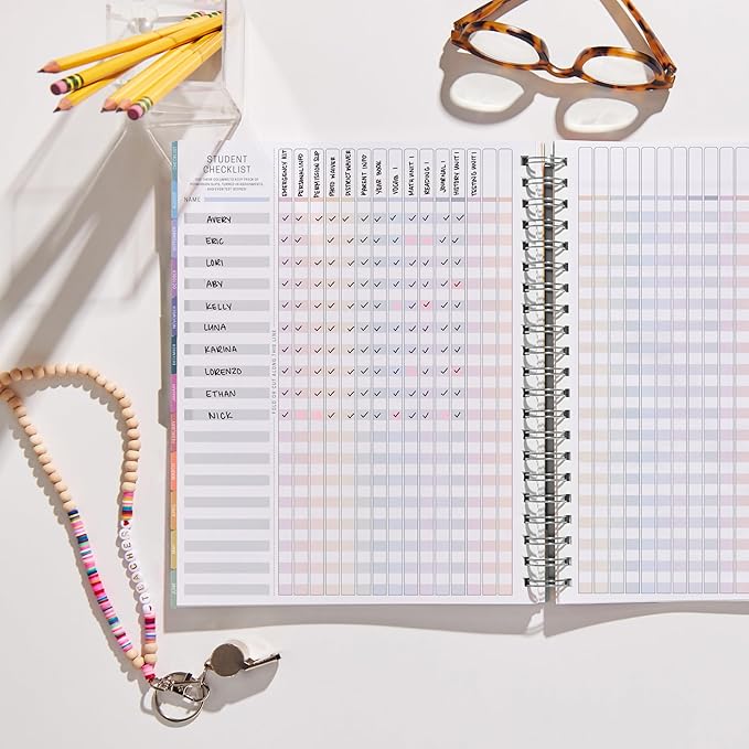 Inspired by Erin Condren 12-Month Teacher Planner (Jul 2025 - Jun 2026), 8.5"x11" Weekly and Monthly Lesson Planner, 70 Lb. Text Weight Paper, Watercolor Apples Covers, Pewter Wire-O Spiral Binding