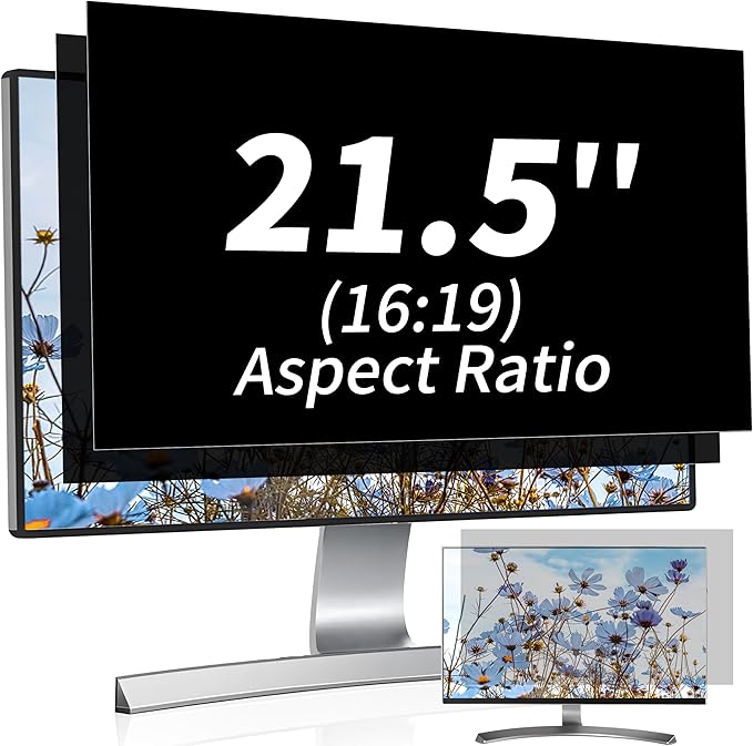 Seorsok 2-Pack 21.5 Inch Privacy Screen for Computer Monitor 16:9 Aspect Ratio,Anti Peeping Anti Blue Light Computer Monitor Privacy Filter,Removable Eye Protection&Anti-Scratch 21.5in Protector Film