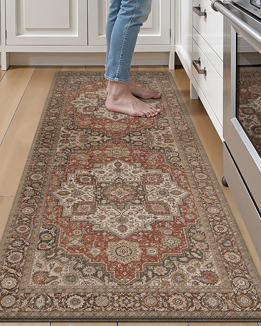 LUMI Kitchen Mat Anti Fatigue Cushioned, Memory Foam Padded Standing Rug Waterproof, Non Slip Comfort Floor Runner for Home, Sink, Laundry, Office, 24"x59", Red