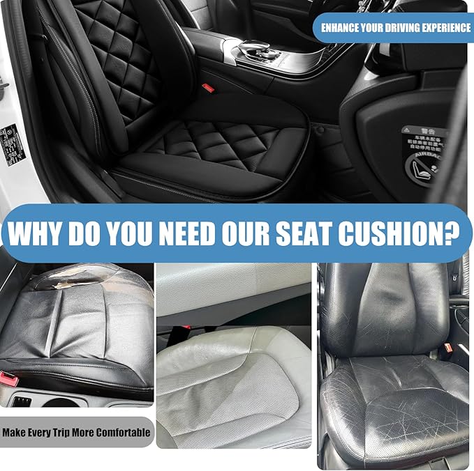 Chezope Car Seat Cushions Lumbar Support Pillows with Comfort Memory Foam Design Washable and Adjustable for Drivers and Office Use (Black)