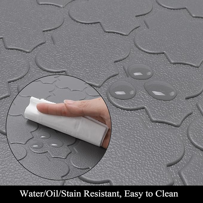 HEBE Oversized Kitchen Mat Cushioned Anti Fatigue Floor Mat Runner 20"x60" Non Slip Kitchen Mats for Floor Waterproof Kitchen Rugs and Mats Comfort Mat for Standing Desk,Sink,Laundry,Grey