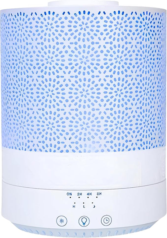 BlueHills 2500 ML XL Essential Oil Diffuser Aroma Humidifier with Timer for Large Home Decor Baby Rooms Big Huge 2.5 L Capacity Long Run Color Changing Lights Decorative Design High Mist White- F002