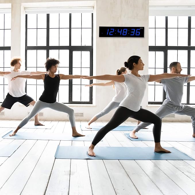 Ivation Oversized 36" Large Digital LED Clock | Big Digital Clock w/Multi-Function Display – Stopwatch, Timer, Alarms, Temp & Date | 6 Brightness Levels, Time Memory & Remote (Blue)