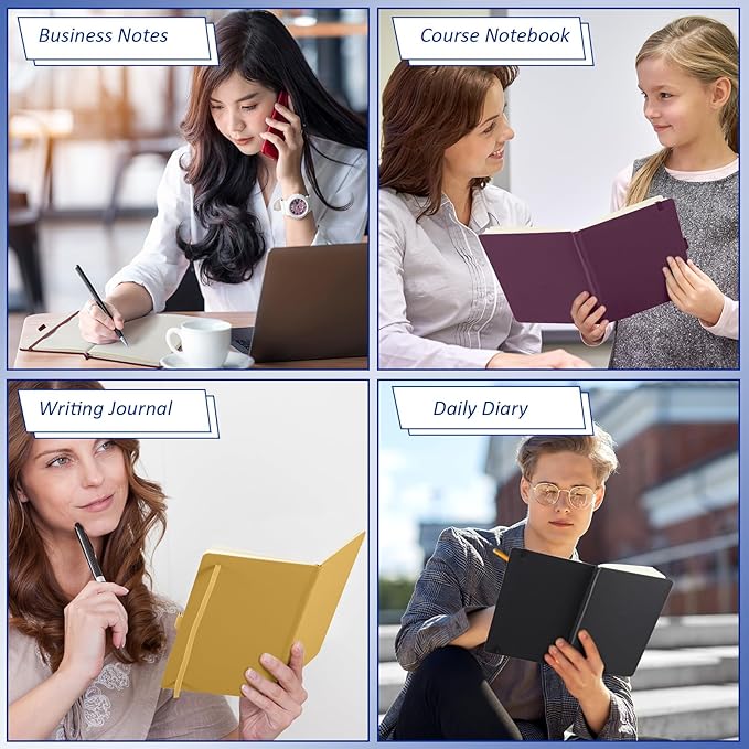 Laumoi 14 Pack Lined Journal Notebooks 5.5 x 8.2 Inch A5 Hardcover Notebook College Ruled Notepad with Pen Holder PU Leather Ruled Lined Journals for School Business Work Writing(Retro Color)