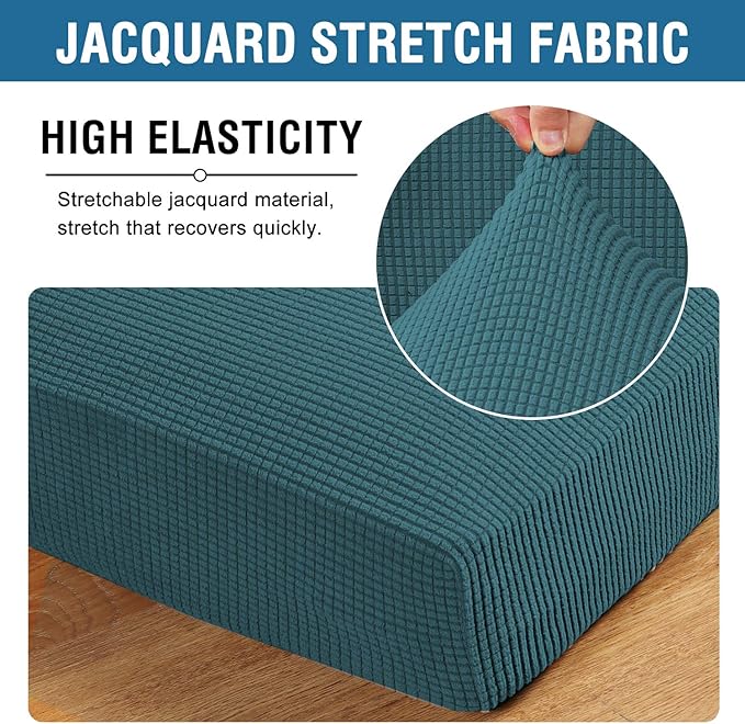 H.VERSAILTEX High Stretch Couch Cushion Covers,Chair Sofa Seat Slipcovers Couch Cushion Cover Stretch Furniture Protector for Kids, Pets(2 Packs Cushion Loveseat Covers, Deep Teal)