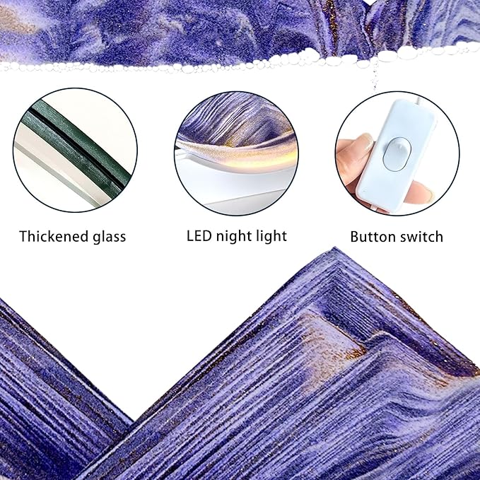 Aoderun 7" Moving Sand Art Liquid Motion with Light 3 Color Changing Moving Sand Art Picture Round Glass 3D Deep Sea Sand Art Sandscapes for Adult Relaxing Toys Desktop Home Office(Purple)