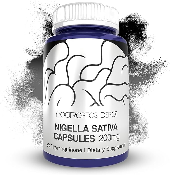 Nootropics Depot Nigella Sativa Extract Capsules | 200mg | 60 Count | Minimum 5% Thymoquinone Content | Black Seed Oil Extract | Supports Memory, Liver, Brain, and Immune Function