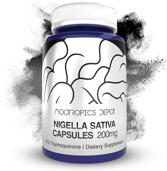 Nootropics Depot Nigella Sativa Extract Capsules | 200mg | 60 Count | Minimum 5% Thymoquinone Content | Black Seed Oil Extract | Supports Memory, Liver, Brain, and Immune Function