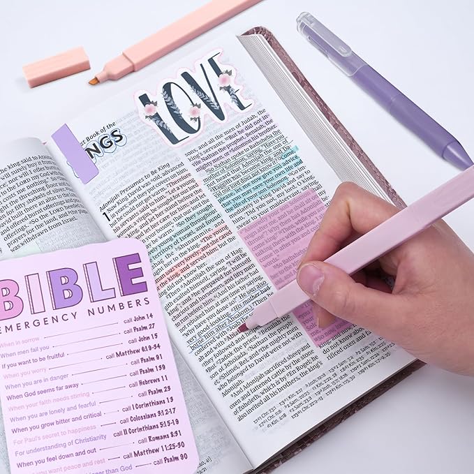 XKDOUS Bible Study Supplies Journaling Kit for Women, Bible Study Kit, Bible Study Tools with Prayer Journal Pencil Case Bible Accessories, Christian Gifts for Women, Purple