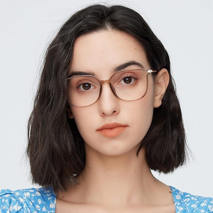 GUDVUE Oversized Blue Light Glasses, Computer Reading/Gaming/Phones Glasses, Anti Glare/UV400/Eye Strain, Large Square Frame