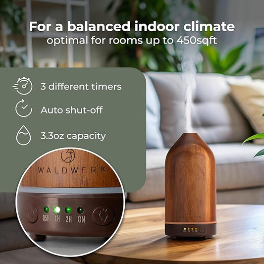 WALDWERK Diffuser (100ml) Made of Premium Acacia Wood - Essential Oil Diffuser for a Pleasant Indoor Atmosphere - Diffusers for Home - Aromatherapy Diffuser - Oil Diffuser
