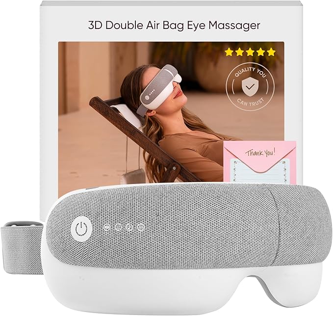 Eye Massager & Bluetooth Heat Sleep mask,Parents Gift Sets |with Storage Bag & Greeting Card | Migraine Relief,Relaxation,Bedtime Stress Relief | White Noise,3D airbag kneading| Smart Head Massager