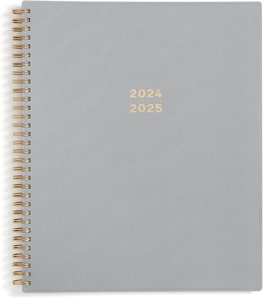 Blue Sky 17 Month 2024-2025 Academic Year Weekly and Monthly Planner From August 2024 - December 2025, 8.5" x 11", Flexible Cover, Wirebound, Silver Metallic (150659)