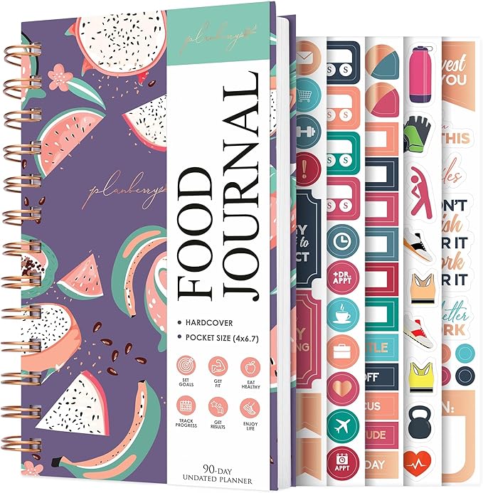 PLANBERRY Pocket Food Journal Premium – Nutrition Planner – Diet & Calorie Tracker – Meal & Exercise Diary – Weight Loss Journal (Tropical Fresh)