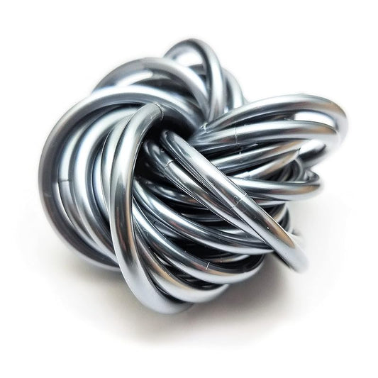 Möbii Fidget Ball (Solid Color): Quiet Mobius ADHD Anxiety Stim Stress Relief Toy Tool for Home Travel Office or Desk (XL(Daydream), Full, Mercury Silver)