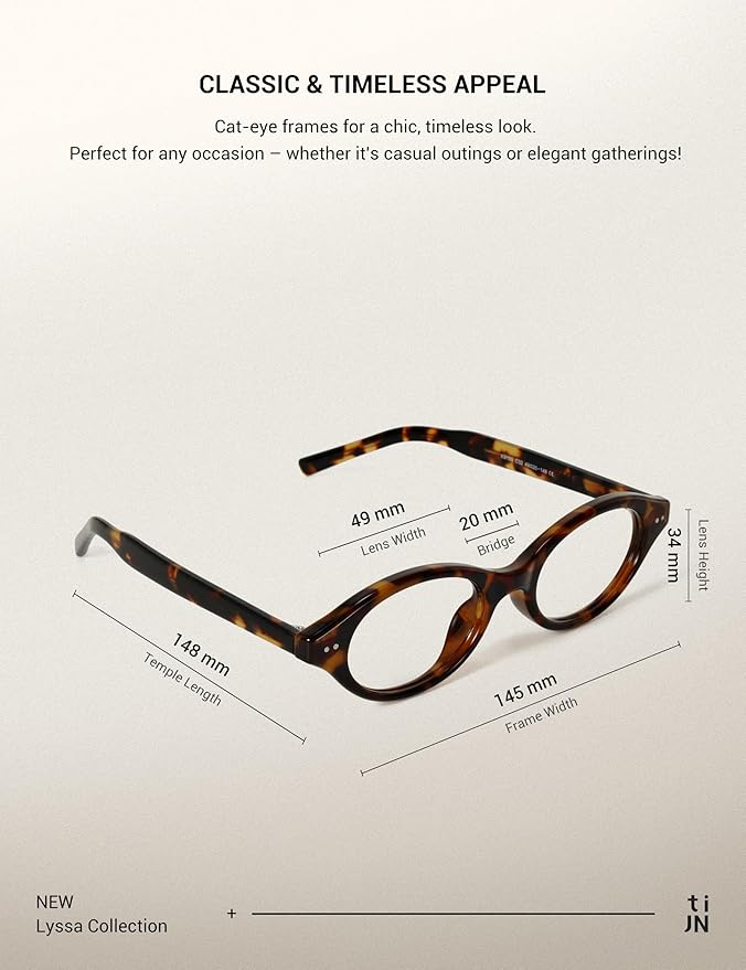 TIJN Olisa Blue Light Blocking Glasses for Women Men,Oval Glasses Frame Bluelight Glasses for Gaming/Computer/Screen