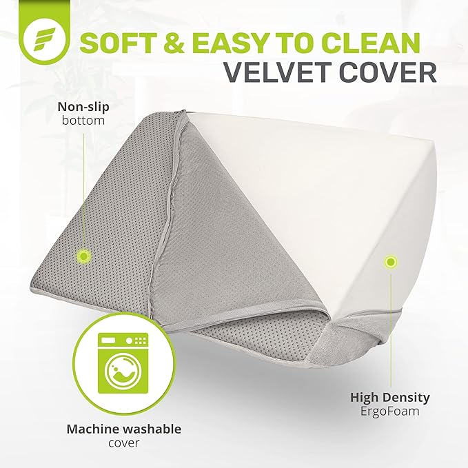 ErgoFoam Foot Rest for Under Desk at Work - Chiropractor Endorsed 2in1 Adjustable Premium Under Desk Footrest - Ergonomic Desk Foot Rest with High-Density Compression-Resistant Velvet Soft Foam (Grey)