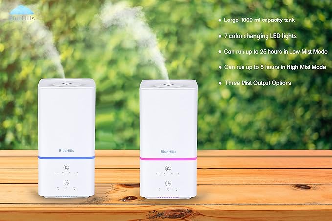 BlueHills 1000 ML Premium Essential Oil Diffuser Humidifier Combo Square White Aroma Diffuser for Large Room Home Quiet Modern Design Long Run Time High Capacity Oil Diffuser - Solid White - H101