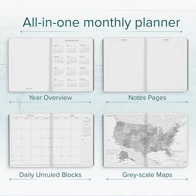 Harbor Large Weekly Monthly Planner 2025-2026 - Calendar Planner and Notebook, Durable Faux Leather, 192 Pages, Softcover & Book Bound - Cambridge Burnt Orange - 9.75 x 7.5 "