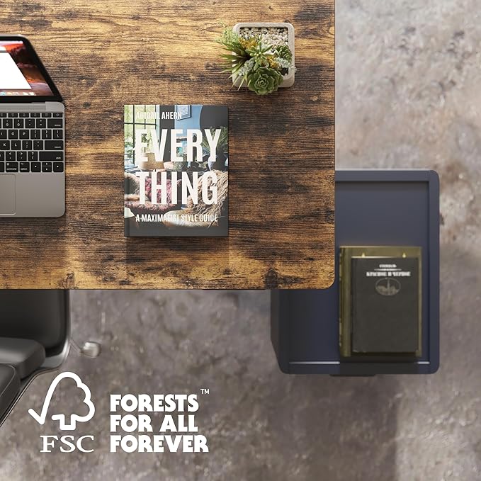 FLEXISPOT EN1 One-Piece Standing Desk, 48x24 Electric Sit Stand Desk for Home Office and Computer Workstation (White Frame + Rustic Top, 2 Packages)