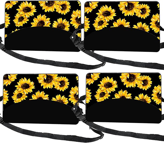 Airplane Footrest Adjustable Feet Rest for Plane Easy to Use Foot Hammock Airplane Travel Essentials Portable Light Leg Hammock for Plane Travel Accessories for Adult (Sunflower, 4 Pack)