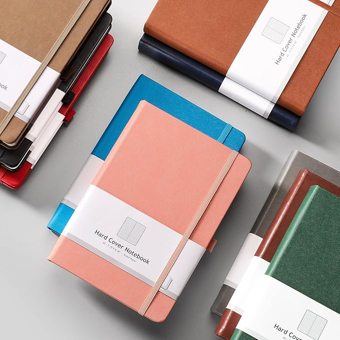 AHGXG Thick Journal Lined Notebook - 320 Numbered Pages A5 College Ruled Notebook for Writing, 100gsm Lined Paper, Leather Hardcover, for Women Men Work Office School, 5.75'' X 8.38''-Dark Blue