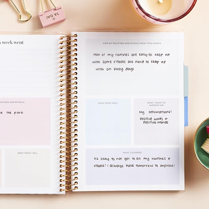 Erin Condren A5 Spiral Daily Routines & Rituals Journal | 3 Months Of Daily Intentions. Weekly And Monthly Check-In Pages, Lined Notes Sections.