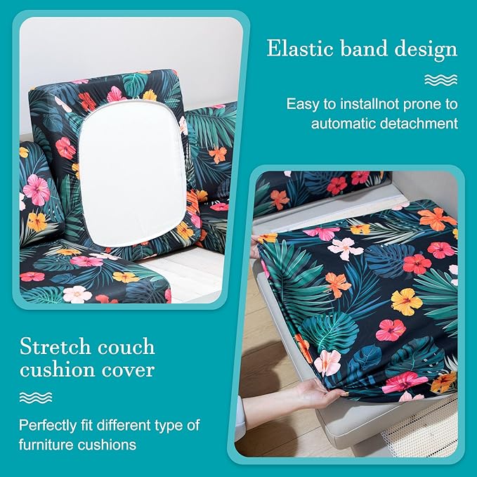 14Pcs Stretch Patio Cushion Covers,Outdoor Couch Covers Replacement,Outdoor Couch & Sofa Slipcovers,for Patio Furniture Cushion Covers,Washable Reusable Furniture Protector (Summer Night,Cover Only)