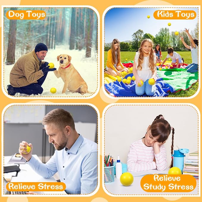 24 Pcs Yellow Foam Stress Ball Squeeze Stress Relief Balls for Kids and Adults Hand Exercise Sensory Relief Toys for Anxiety ADHD Autism （Yellow）