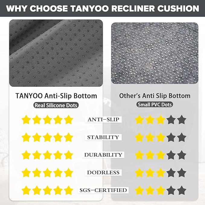 TANYOO Recliner Cushion Patent Dual Layer Fillings Chair Cushion for Elderly 20x20x5 Inches Extra Large Pad for Armchairs Booster Seat Cushions Pain Pressure Relief Brown