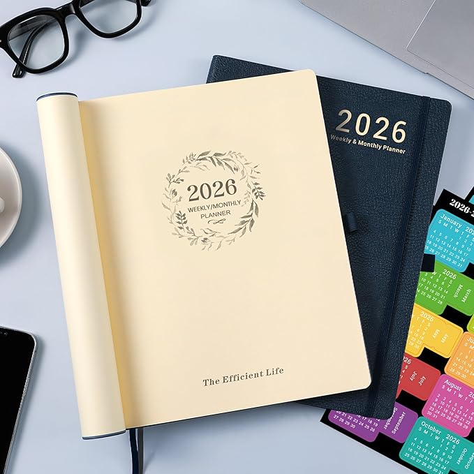 2026 Planner - Weekly and Monthly Planner 2026, JAN 2026 - DEC 2026, 8.5" x 11", Leather Cover 2026 Planners with Thick Paper, Back Pocket with Notes Pages - Blue