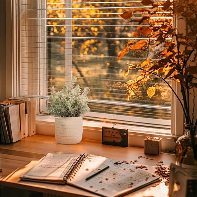 Hopewood Small Artificial Plants Eucalyptus with a Weave Basket Potted Plants for Home Office Desk Farmhouse Indoor Decor