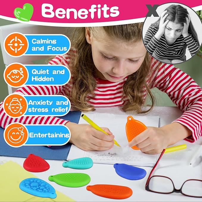 Sensory Fidget Toys Worry Stones, 36 Packs Fidget Stress Toys for Students Anxiety Relief for Girls Boys -with Cards