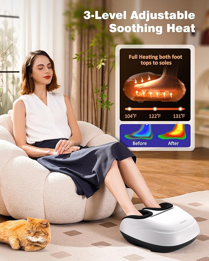 Shiatsu Foot Massager Machine with Heat & Remote, 2025 Upgraded Deep Kneading Feet Massager for Plantar Fasciitis & Neuropathy, 3 Heat Levels, Multi-Mode Massage, Auto-Off Timers, Gifts for Women Men