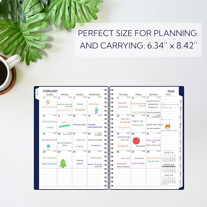 Monthly Planner 2026-2030, 5-Year Calendar Planner 2026-2030, Jan 2026 – Dec 2030, 6.2 x 8.4 In, Ruled Spread, Flexible Cover, Spiral Wirebound, Pocket, 60 Coated Monthly Tabs, Notes ＆ Habit Tracker