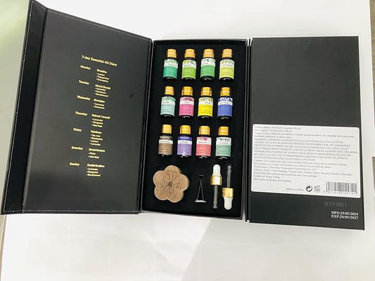 Essential Oil Set, 12x5ml Essential Oils Gift Set with Diffused Wood, 100% Natural Pure Essential Oils for Diffusers DIY Candle Soap Making