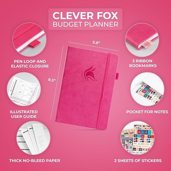 Clever Fox Budget Planner - Expense Tracker Notebook. Monthly Budgeting Organizer, Finance Logbook & Accounts Book, Bill Tracker, A5 (Hot Pink)