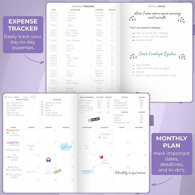 Clever Fox Budget Planner Large – Expense Tracker Notebook. Monthly Budgeting & Bill Organizer, Finance Logbook & Accounts Book, A4 (Lavender)