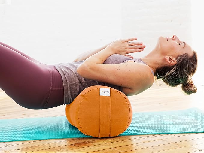 Sol Living Yoga Bolster Pillow for Restorative Meditation - 100% Cotton Cylindrical Cushion with Washable Cover for Balance Support in Asana Poses